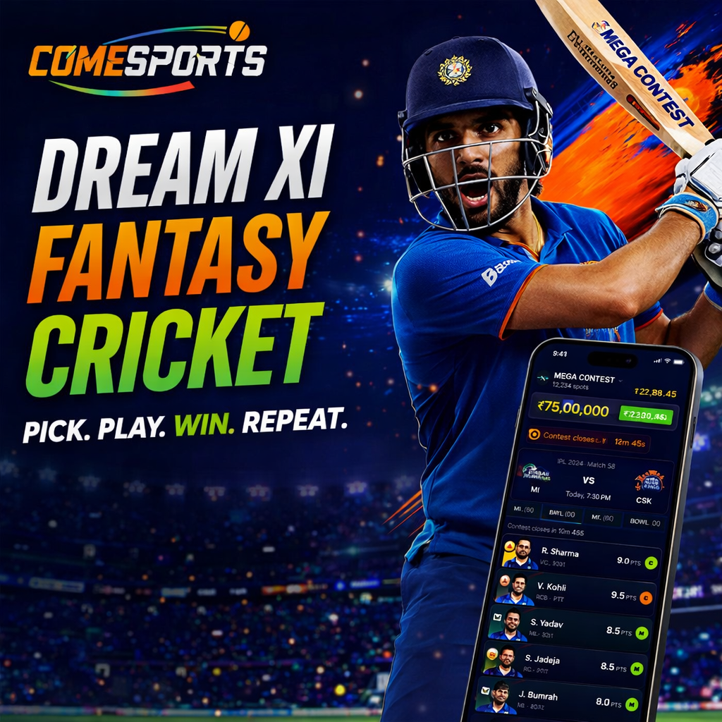 Come Cric 11 Dream XI fantasy cricket ad visual
